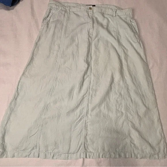 Talbot Maxi Skirt 100% Linen A-Line Sz 18 Seafoam Green Lagenlook Coastal Resort - Picture 3 of 10